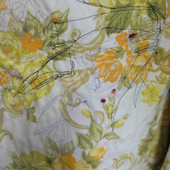 Handmade Olive Quilt Jacket | Floral Collage & Embroidery | One of a Kind Sz M/L - Picture 10 of 16